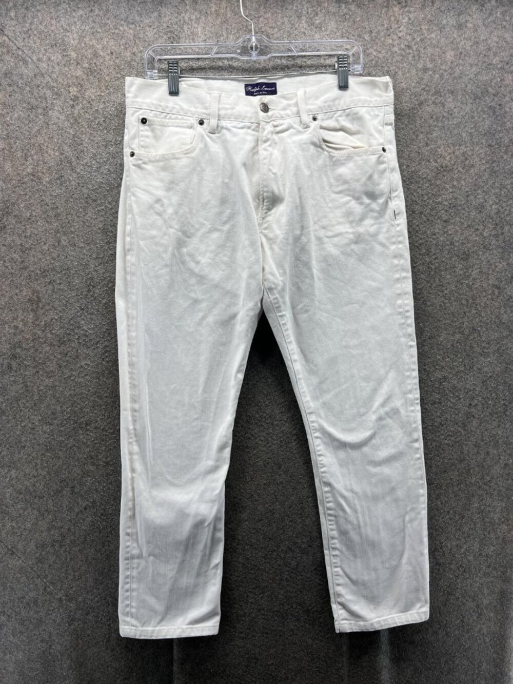 Ralph Lauren Purple Label Jeans Mens 34x32 White Straight Denim Made In Italy